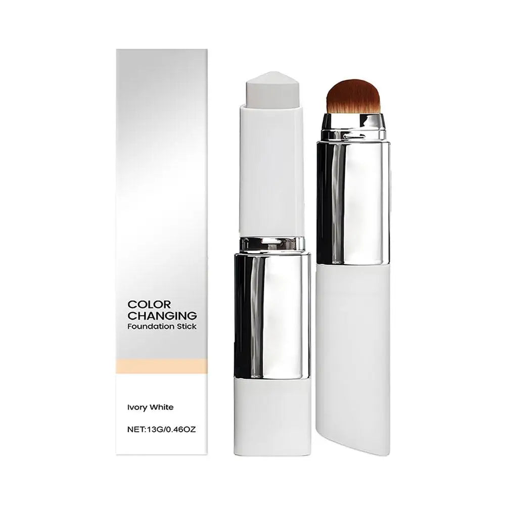 Lightweight, moisturizing 2-in-1 color-changing foundation stick by amzzonstore, suitable for all skin types with brightening and blending features.