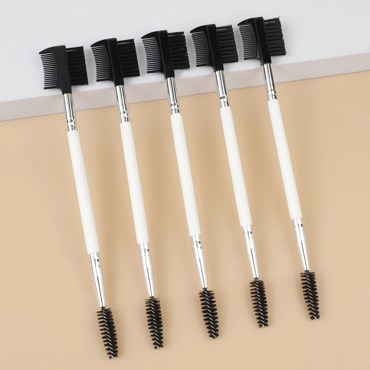Set of 3-spoolie eyebrow and eyelash shaper brushes with double-head design for makeup grooming, from amzzonstore.