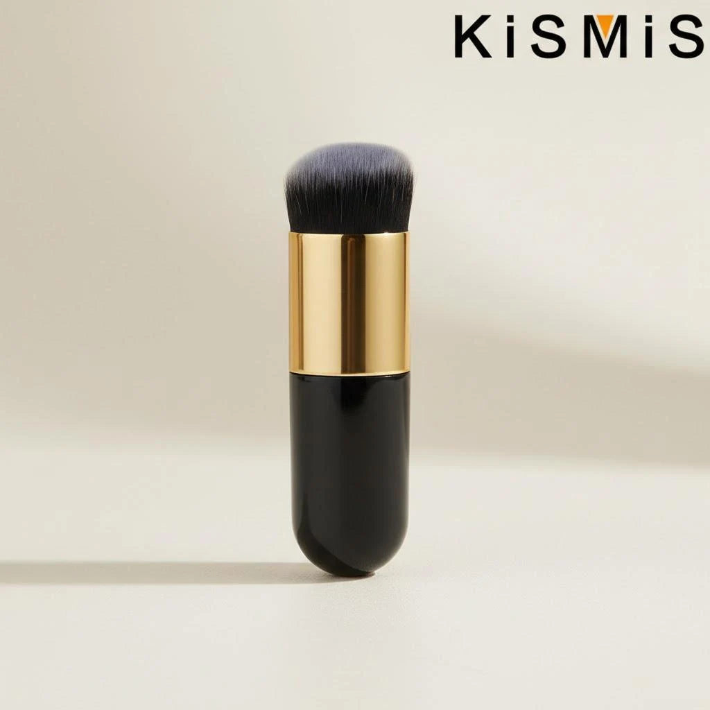 Set of professional flat cream makeup brushes including foundation, blush, and contour brushes, ideal for flawless application.