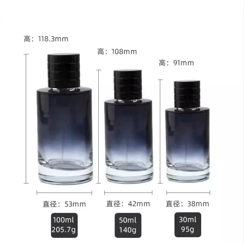 Gradient color glass perfume bottle from amzzonstore, 30ml to 100ml refillable cosmetic atomizer for travel and personal use.