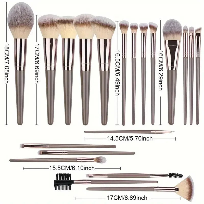 Set of professional makeup brushes by amzzonstore including foundation, eyeshadow, concealer, blush, and kabuki brushes.