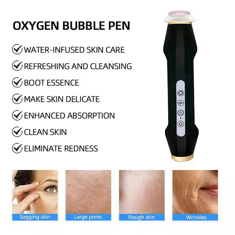 Portable CO2 oxygen bubble pen by amzzonstore, handheld facial cleansing device with rechargeable exfoliating SPA beauty capsules.