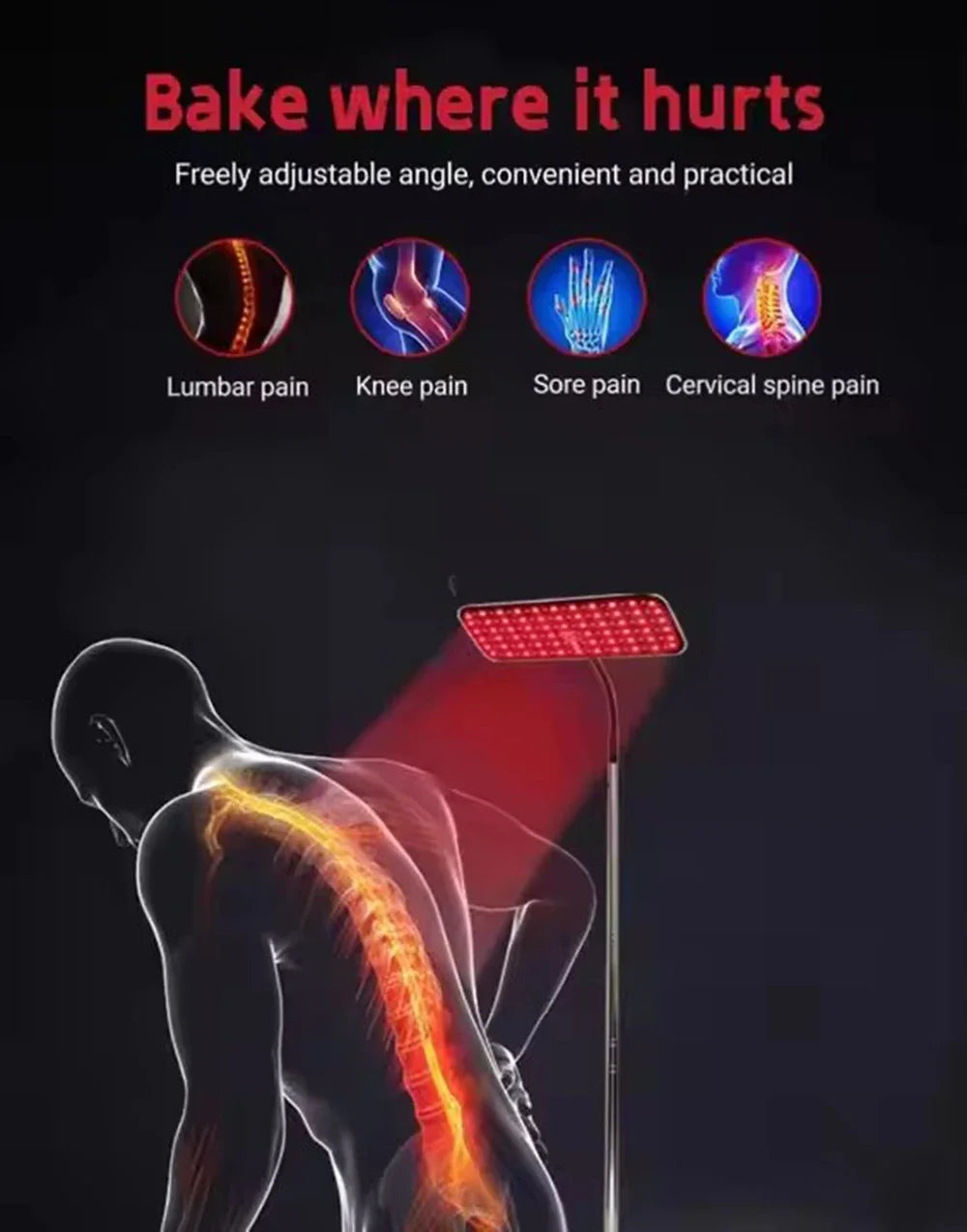 Near infrared light panel with adjustable stand, red light lamp for face and body pain relief, 660nm and 850nm wavelengths by amzzonstore