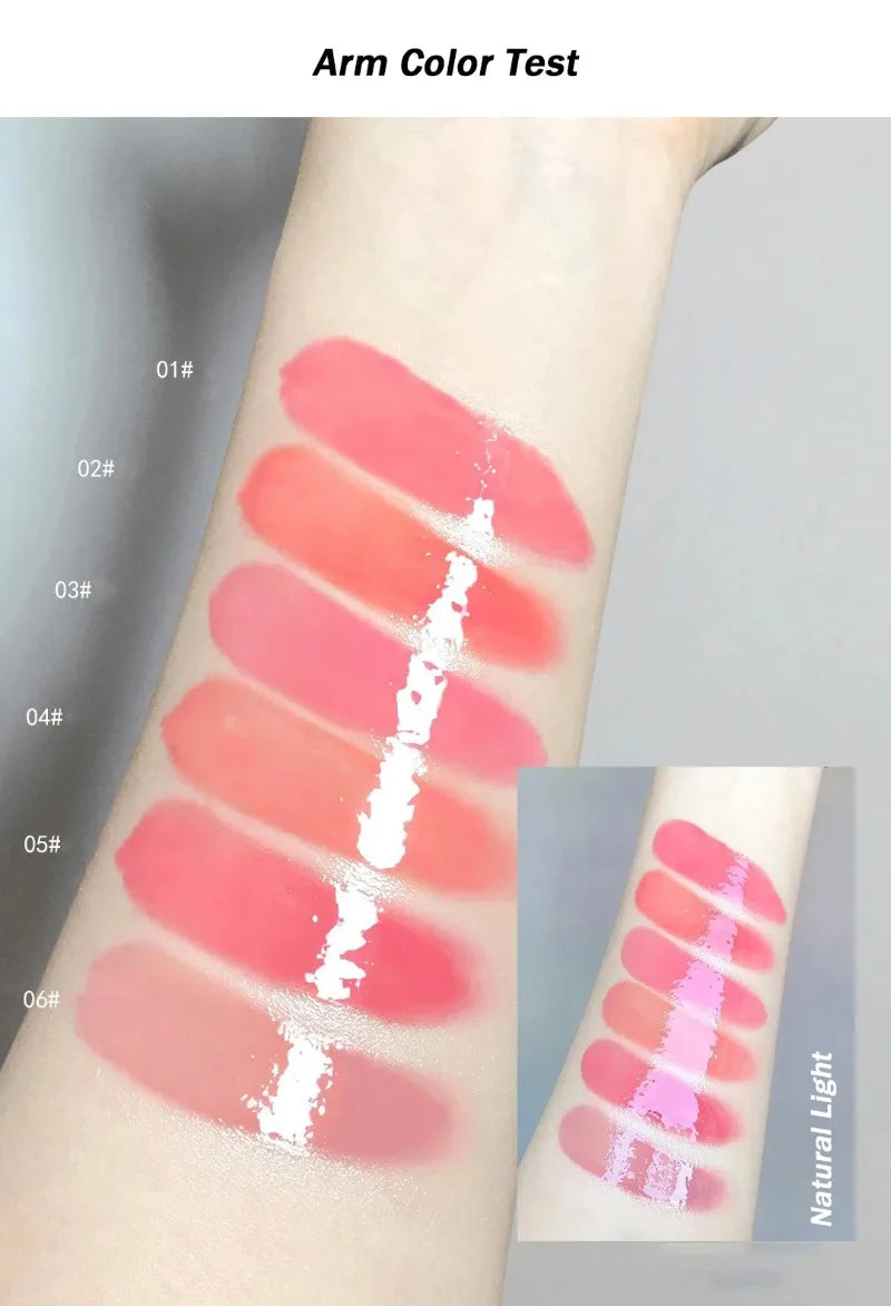 Amzzonstore water light round tube lip gloss with nude peach tint, moisturizing and natural jelly lipstick for glossy lips