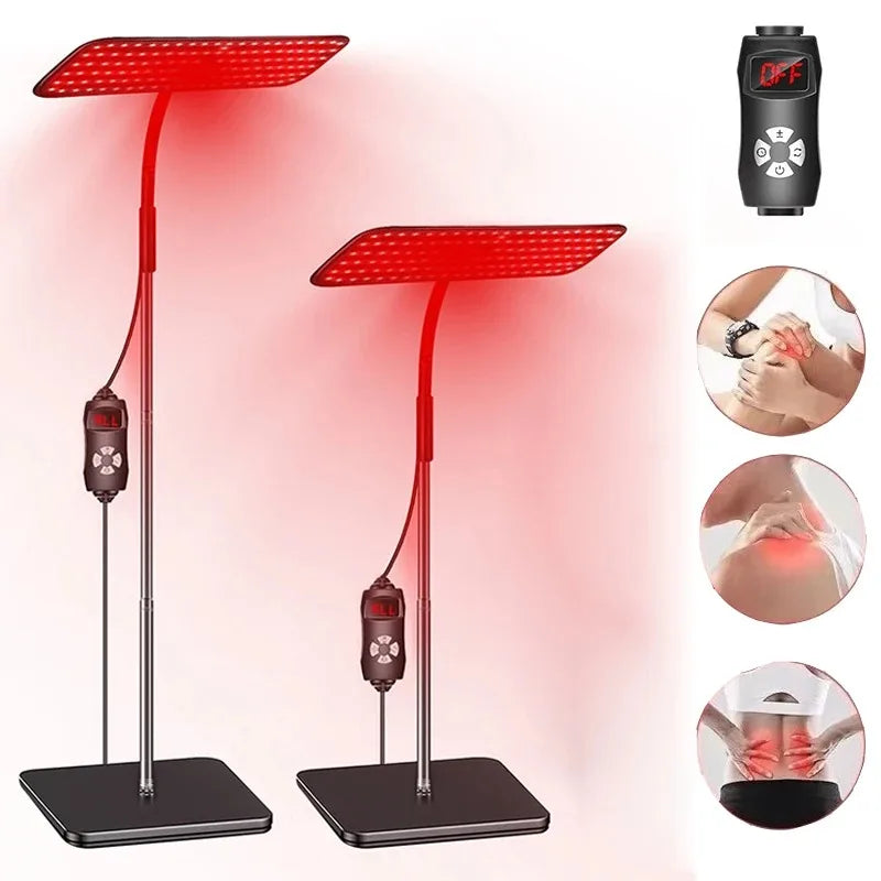 Amzzonstore 660nm and 850nm near infrared light panel with adjustable stand, used for face and body pain relief at home