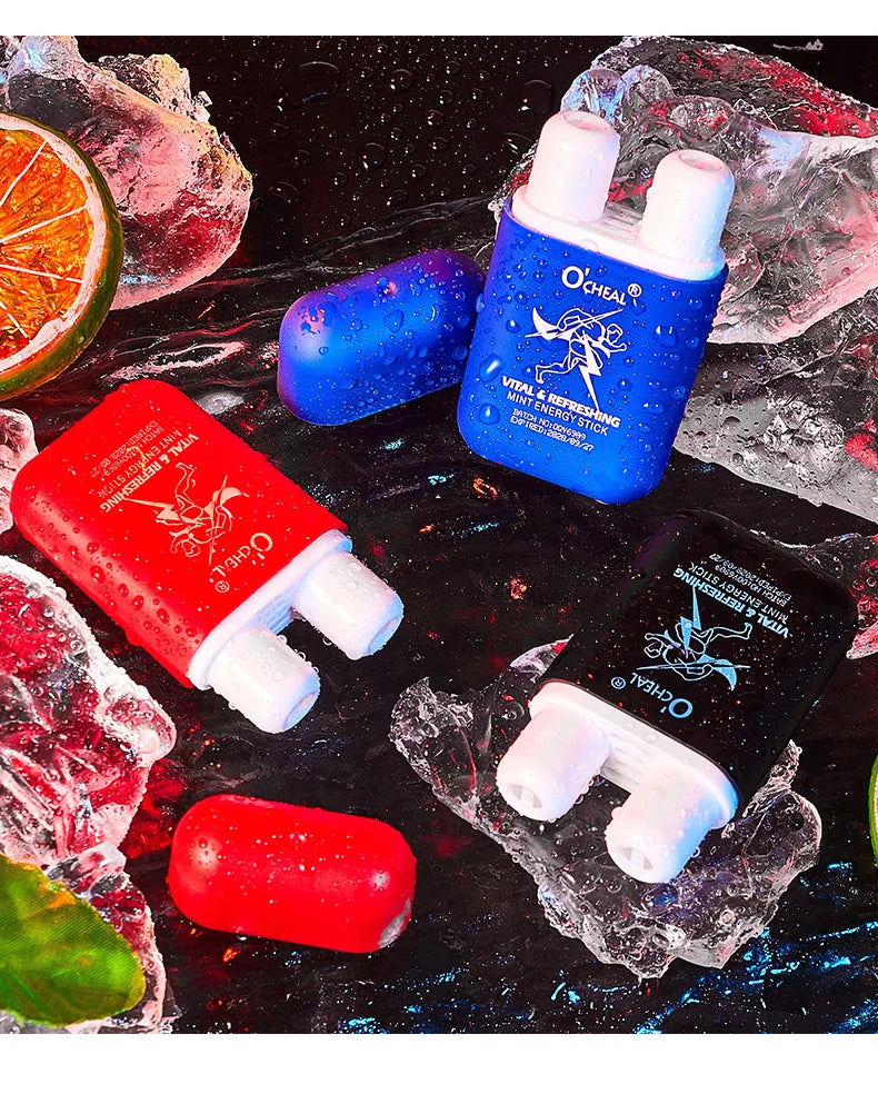 Amzzonstore O'cheal Energy Stick with double holes, fresh mint scent, energizing inhaler for fatigue relief and revitalization.