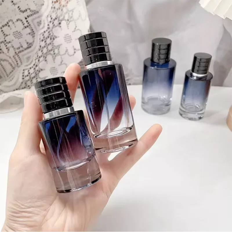 Gradient color portable glass perfume bottle with spray atomizer, 30ml to 100ml capacity, travel cosmetic container by amzzonstore