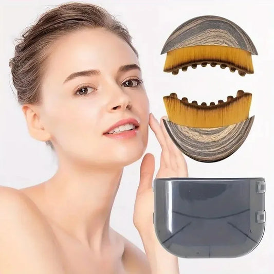 Wooden facial lymphatic drainage brush for sculpting and anti-puffiness massage, used in personal skincare routines.