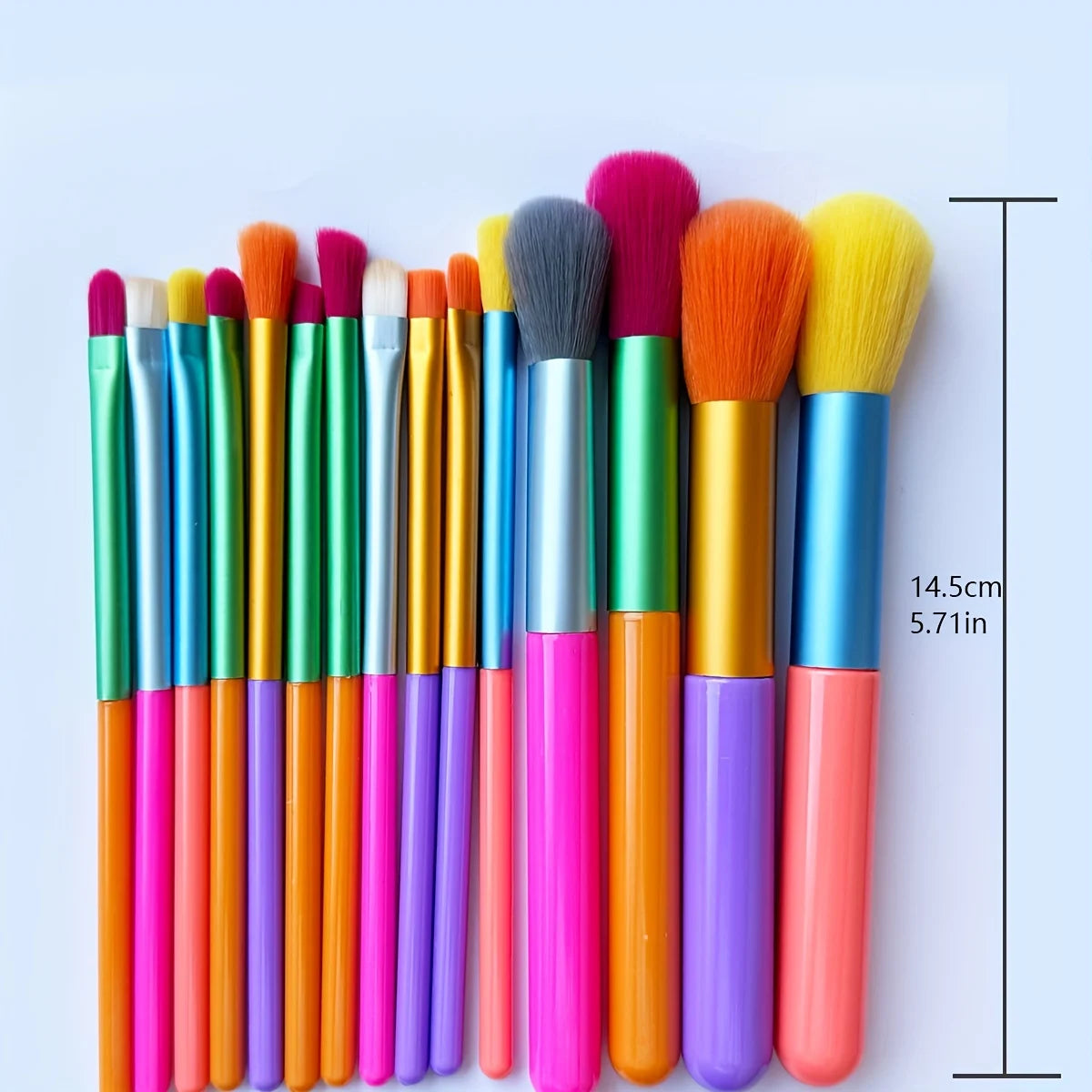 Set of 15 colorful makeup brushes including foundation, contour, blush, concealer, and eyeshadow blending brushes from amzzonstore