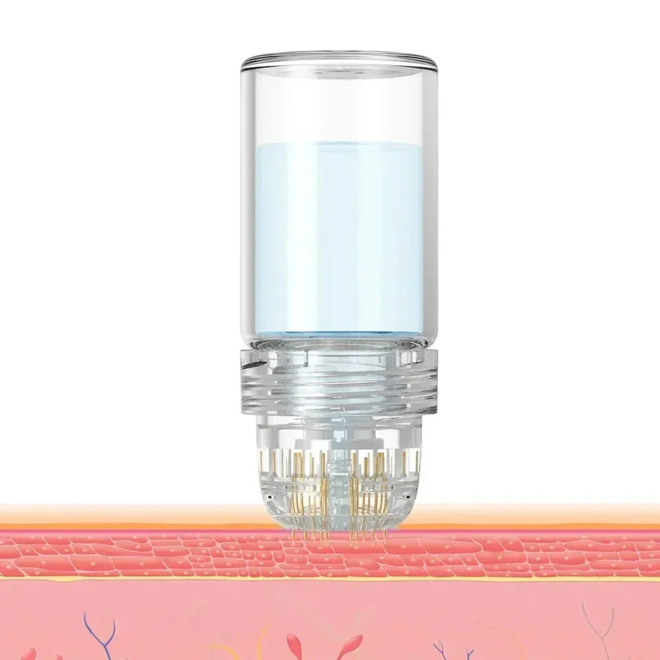 20-pin gold titanium microneedling stamp applicator from amzzonstore, reusable skin care tool with micro needles for facial therapy.