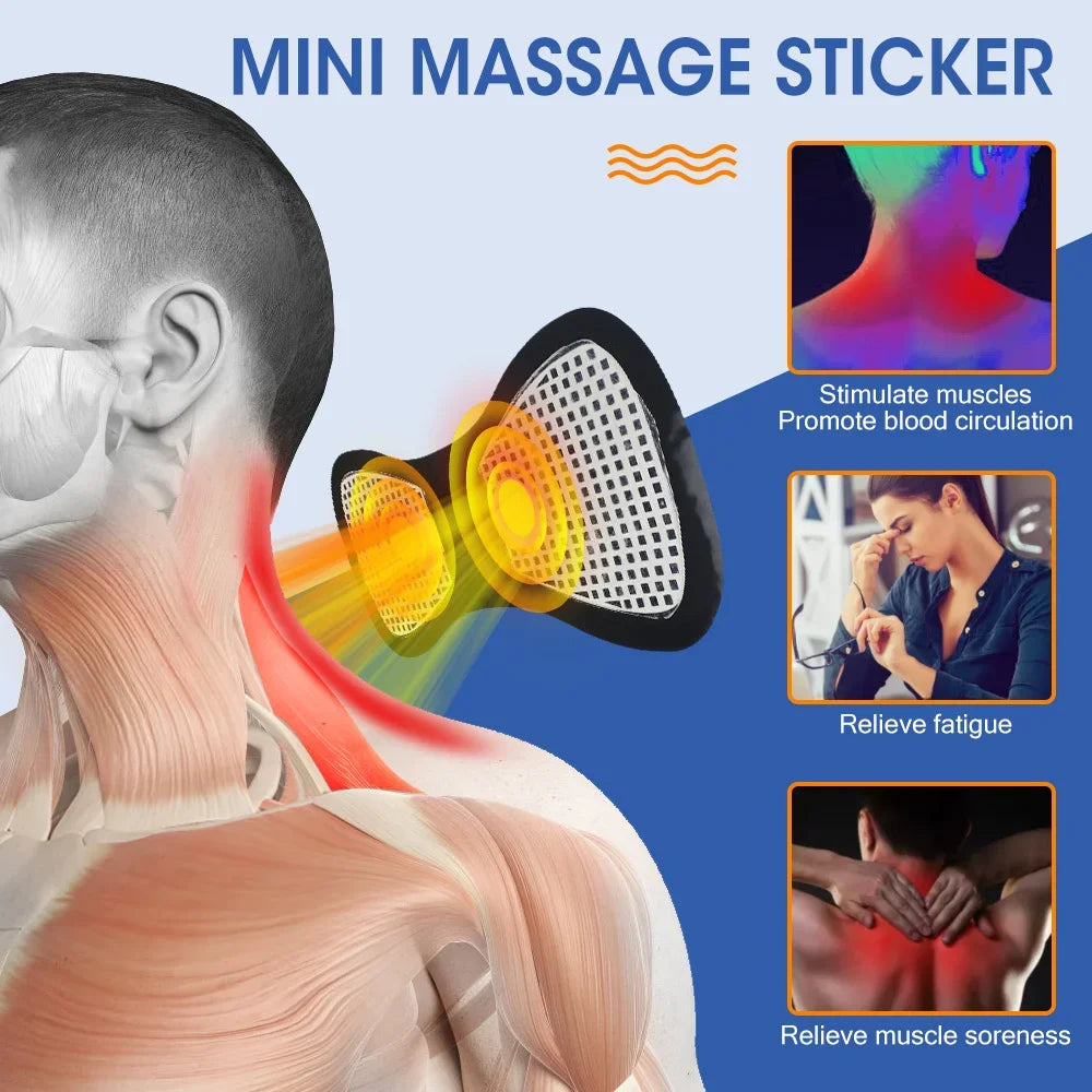 Smart EMS neck massager by amzzon.store with 8 modes and 19 intensity levels for back, cervical, and calf pain relief.