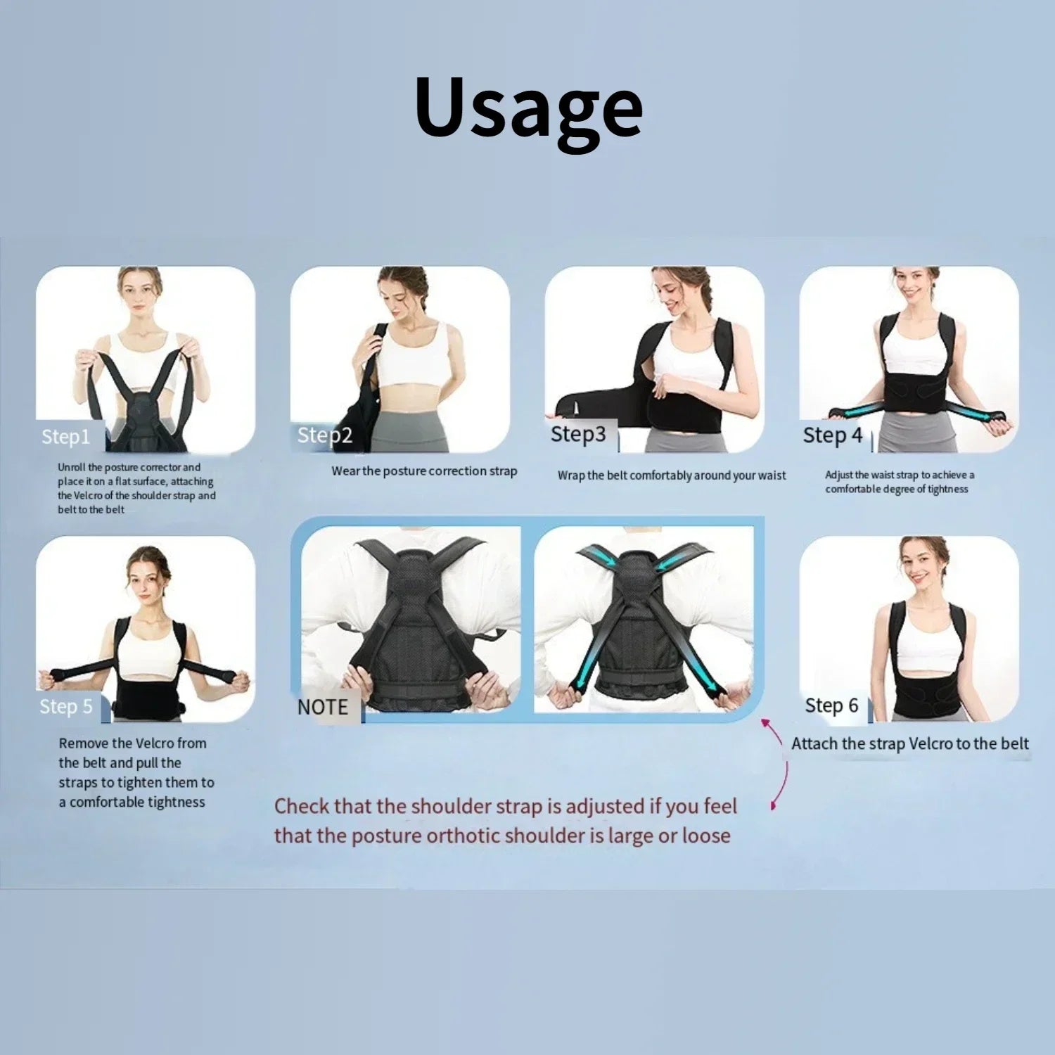 Adjustable posture corrector back brace for men and women, orthopedic spinal straps supporting upper and lower back comfort.