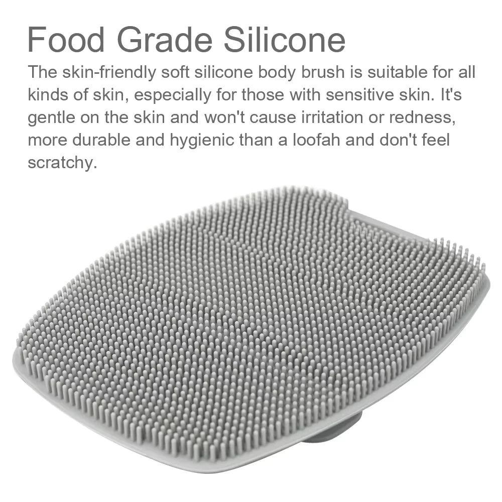 Amzzonstore exfoliating silicone body scrubber with no-slip handle, used for cleansing and massaging skin in the bath.