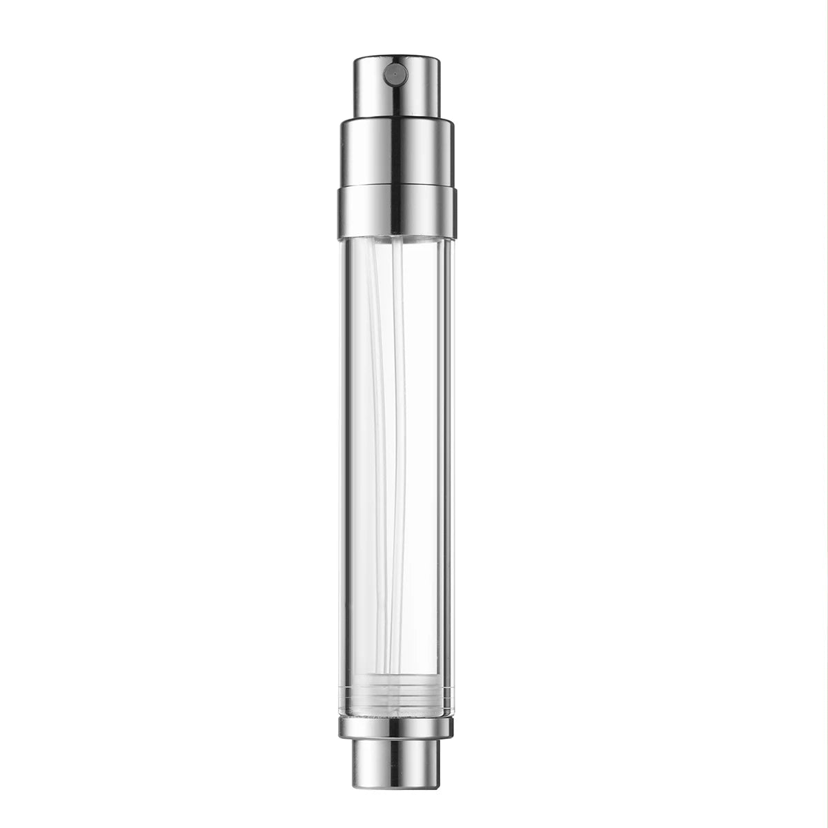 Compact leather perfume atomizer, 5ML refillable travel spray bottle with pump, portable and stylish for on-the-go fragrance application.