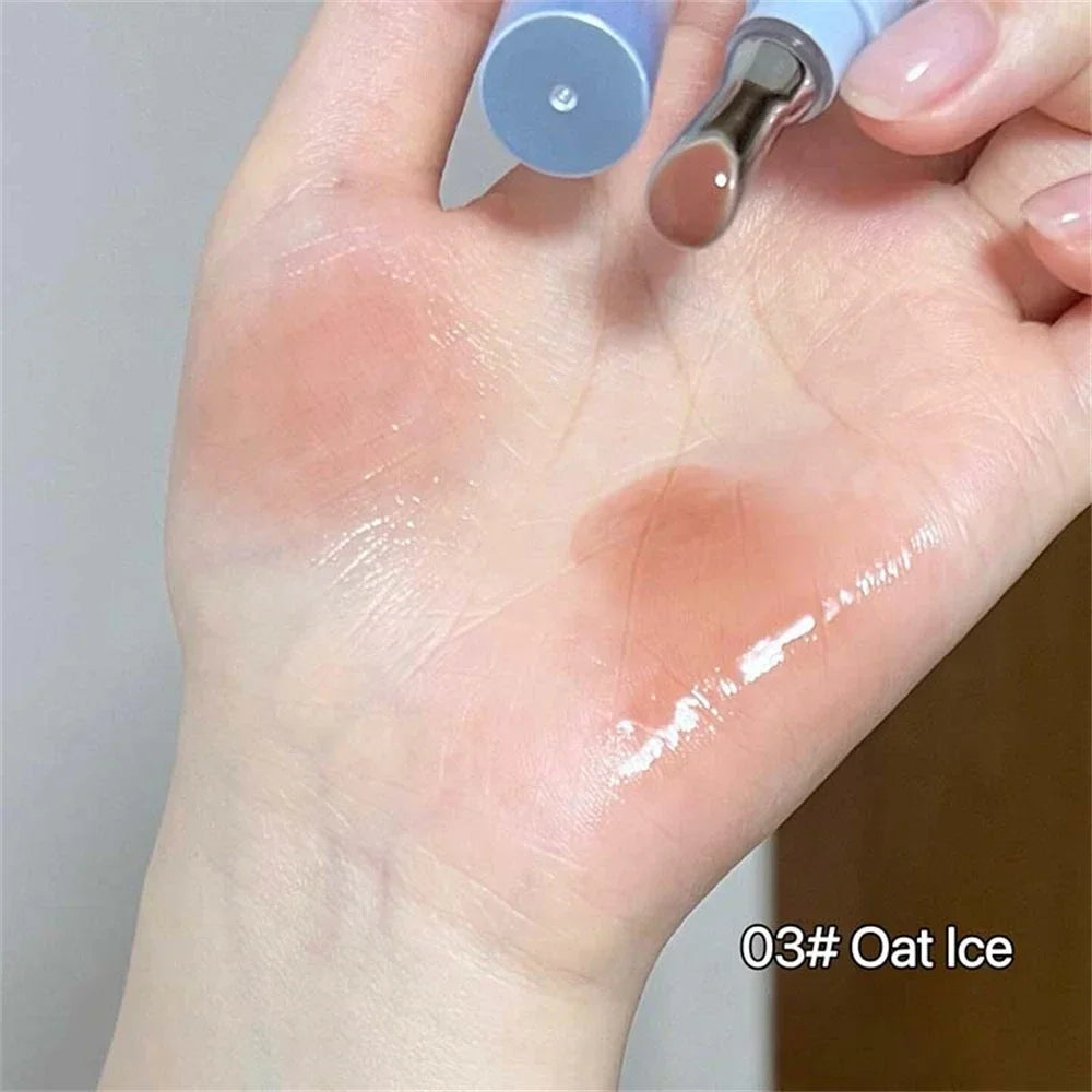 Metal head ice diamond essence lip tint from amzzonstore with mirror water light glass finish, moisturizing and plumping lip gloss.