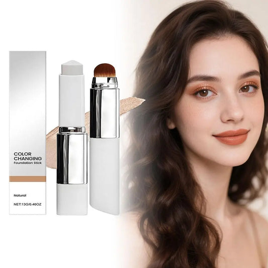 Amzzonstore 2-in-1 color-changing foundation stick with liquid, lightweight, moisturizing, and brightening formula for all skin types
