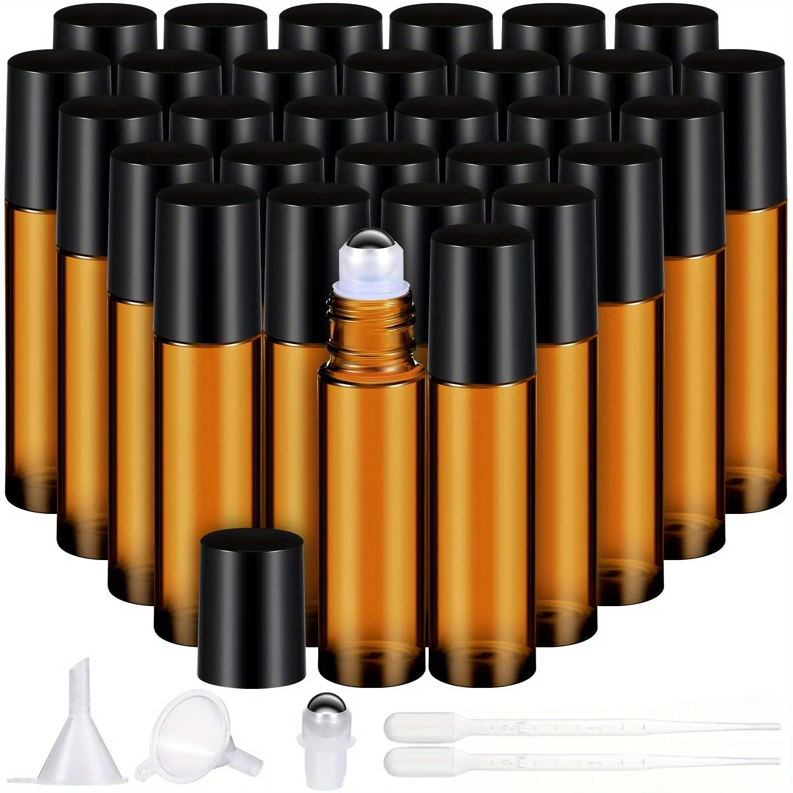 Empty 10ml glass roll-on essential oil bottles with stainless steel ball for perfumes, travel, refillable, from amzzon.store