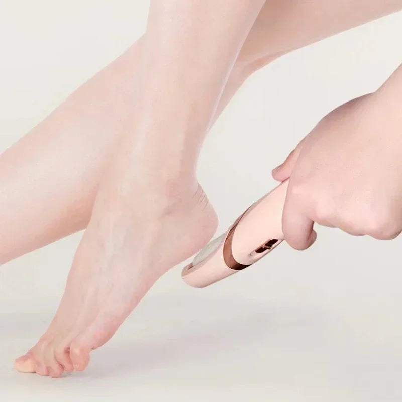 Rechargeable electric foot callus remover by amzzonstore, waterproof portable pedicure tool with a foot file for smoothing rough skin.