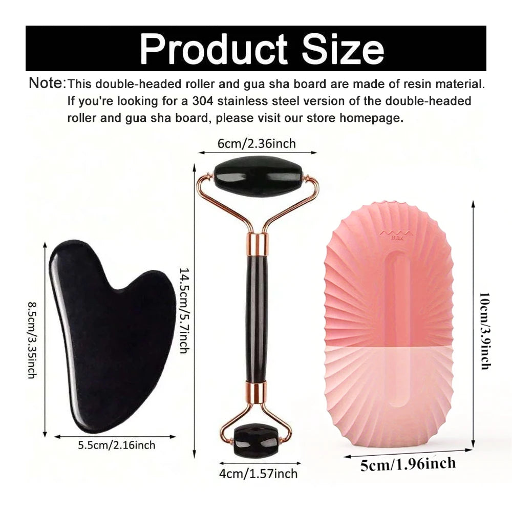 Set of 1, 2, or 3 ice face rollers and GuaSha facial tools from amzzonstore for skincare, face lifting, and contouring massage.