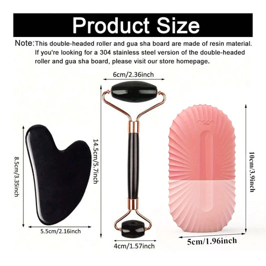Set of 1, 2, or 3 ice face rollers and GuaSha facial tools from amzzonstore for skincare, face lifting, and contouring massage.