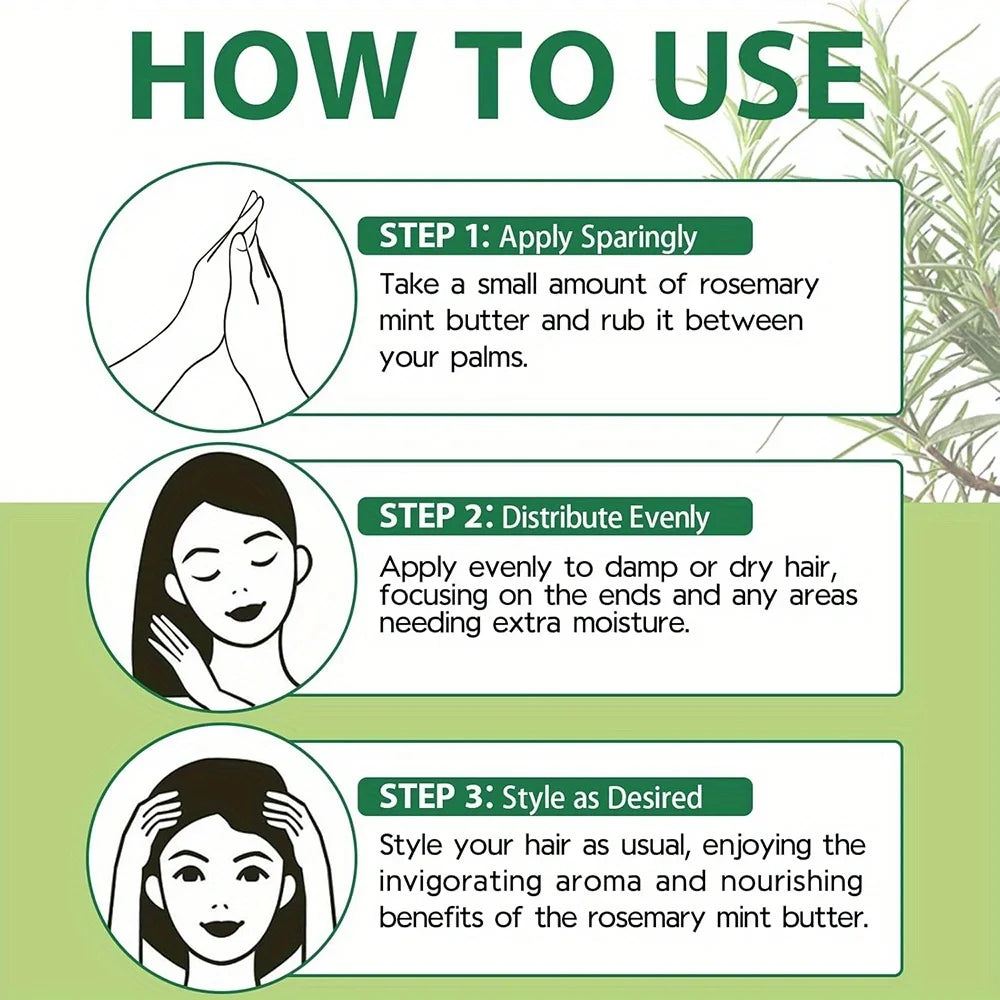 GZE Rosemary Mint Hair Growth & Strong Roots Butter jar by amzzon.store, showcasing the natural, nourishing hair treatment product.