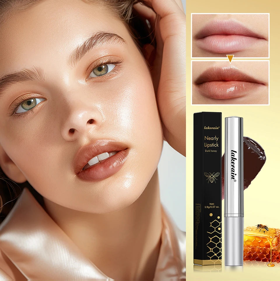 Set of four honey-colored lip balm sticks by amzzonstore, long-lasting moisturizing and nourishing lip care cosmetic.