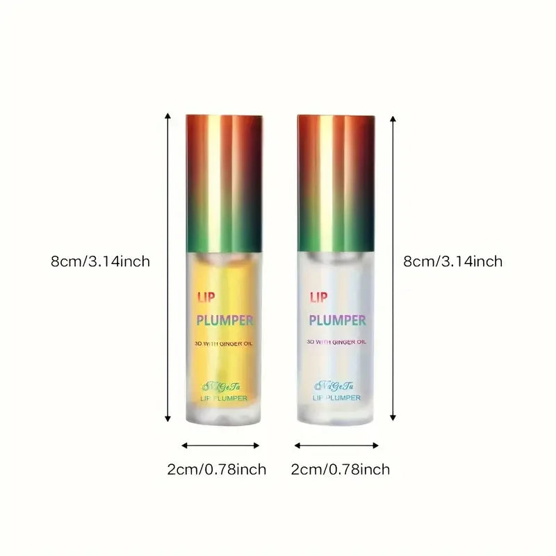 Ginger and mint lip plumper oil by amzzonstore, showing a sleek bottle and fresh ingredients for fuller, smoother lips.