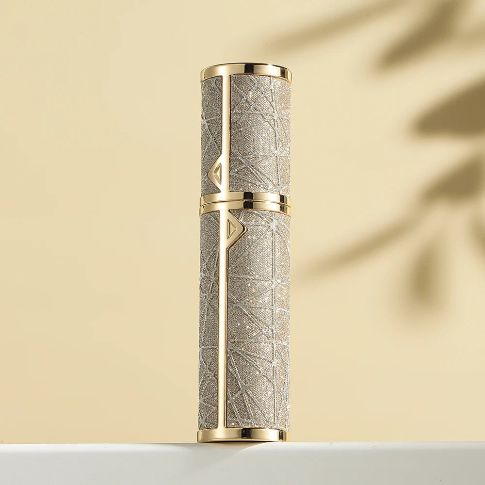 Refillable 5ML leather perfume atomizer spray bottle from amzzonstore, compact travel perfume sprayer with leather exterior.