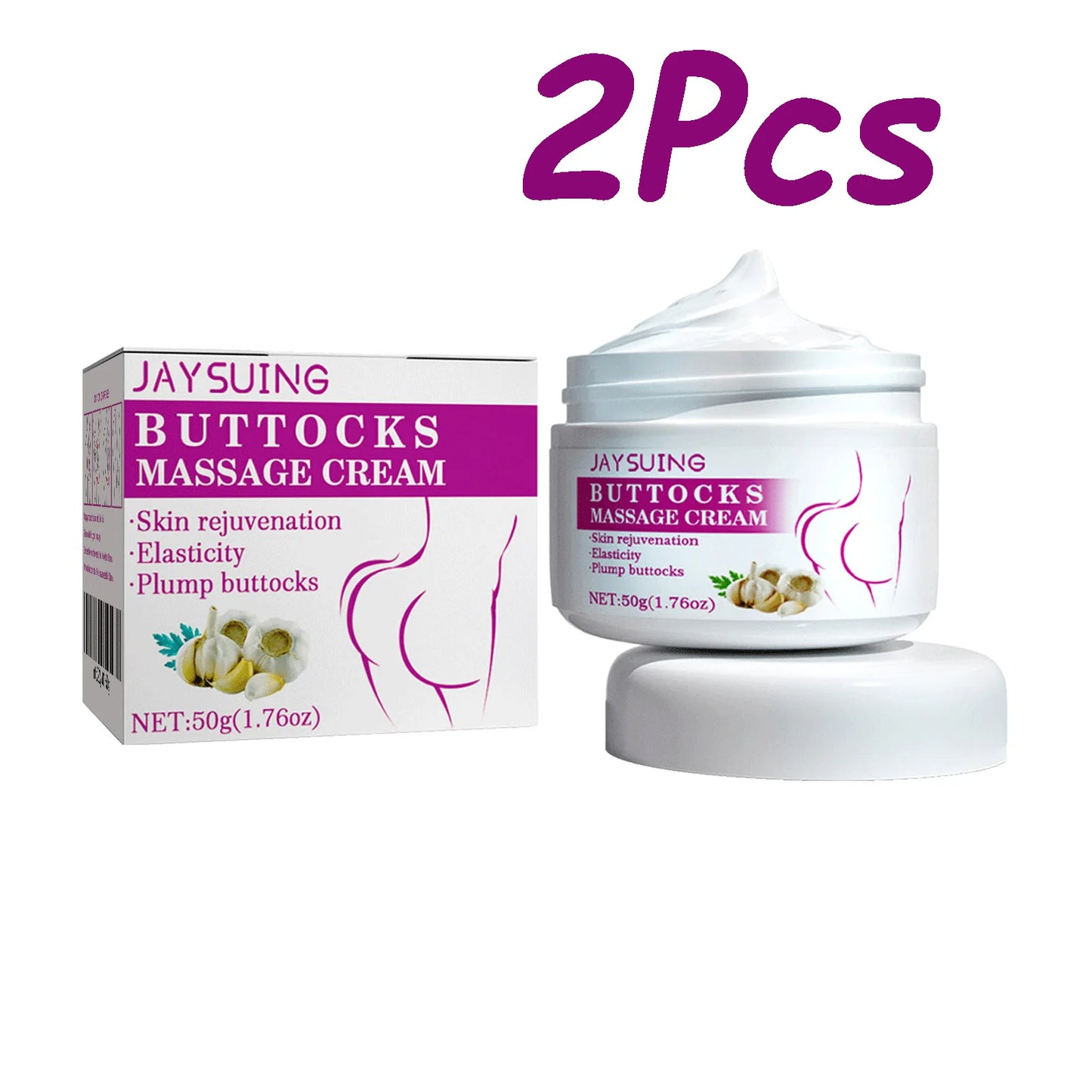 Jaysuing Hip and Buttock Care Cream by amzzon.store, showing the natural cream container and application on skin.