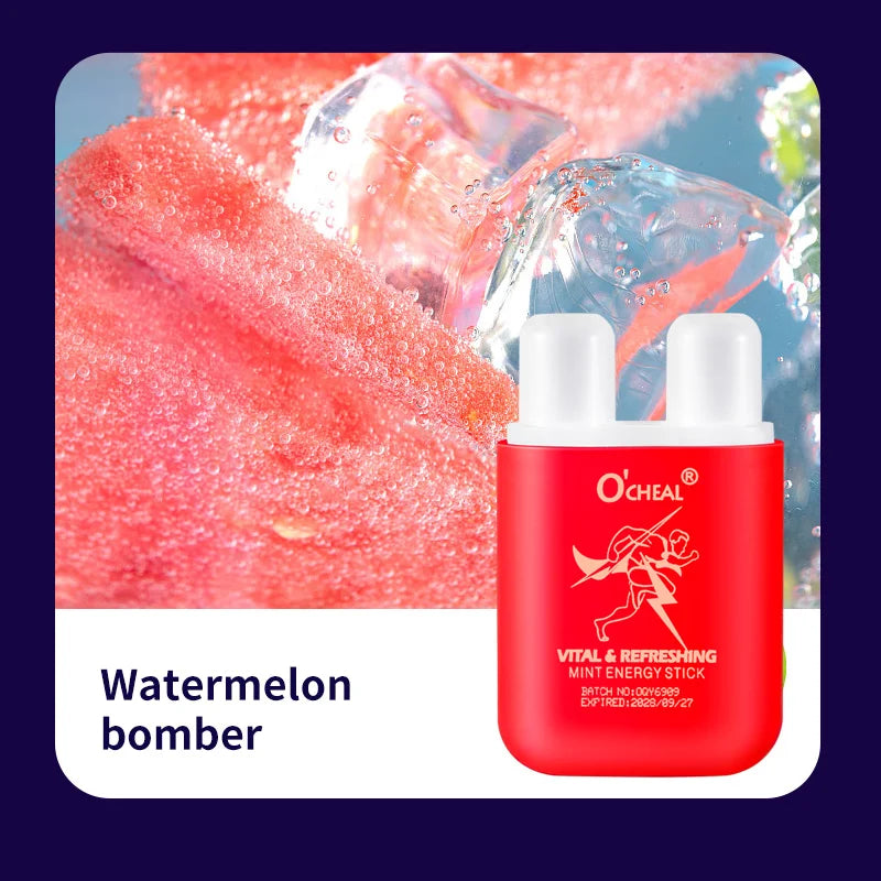 Fresh mint O'cheal Energy Stick by amzzonstore, a double-hole energizing inhaler for fatigue relief and revitalizing energy vapors.