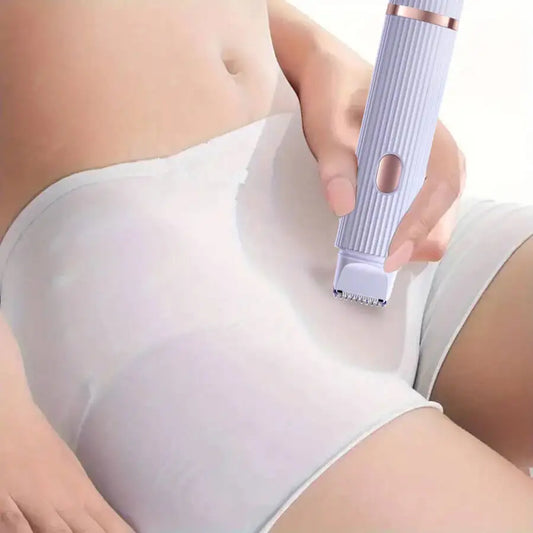 Portable Amzzonstore women's electric shaver for eyebrows, face, legs, and armpits, suitable for wet and dry use.