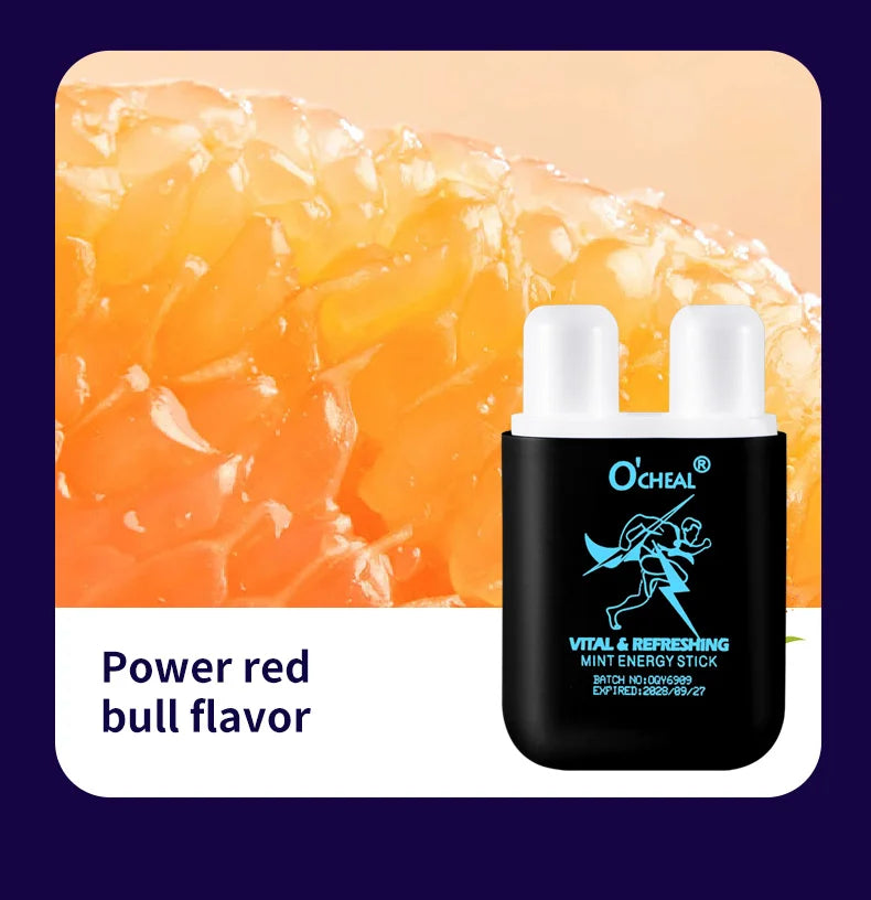 Amzzonstore O'cheal Energy Stick with double holes, fresh mint scent, energizing vapor inhaler for fatigue relief and refreshment.
