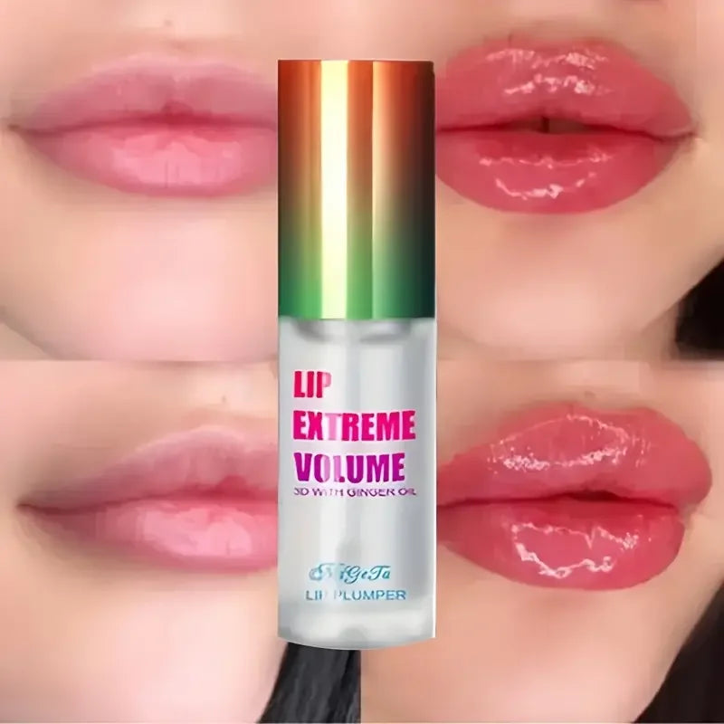 Ginger and mint lip plumper oil serum for fuller, smoother lips, radiance, and a youthful, sexy look from amzzonstore.
