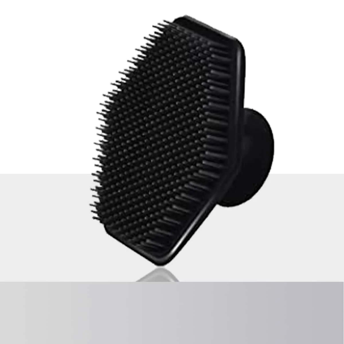 Amzzonstore exfoliating silicone body scrubber with no-slip handle, used for cleansing and massaging skin in the bathroom.