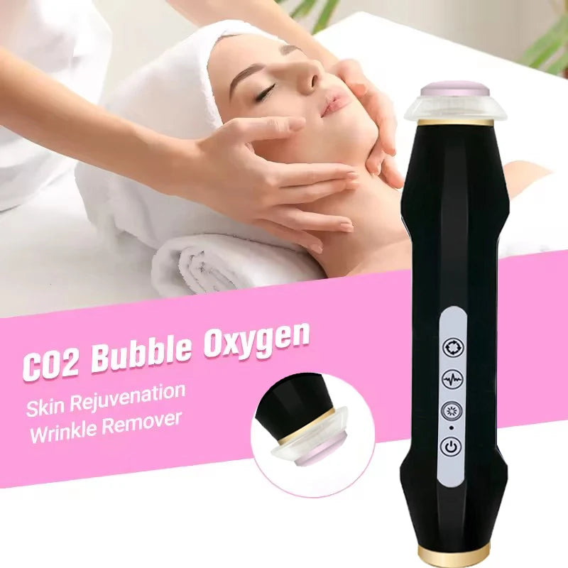 Portable CO2 oxygen bubble pen by amzzonstore, handheld facial cleansing device with rechargeable exfoliating spa capsules.