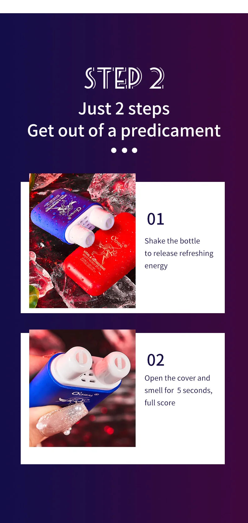 Amzzonstore O'cheal Energy Stick with double hole design, fresh mint scent, energizing vapor inhaler for fatigue relief.