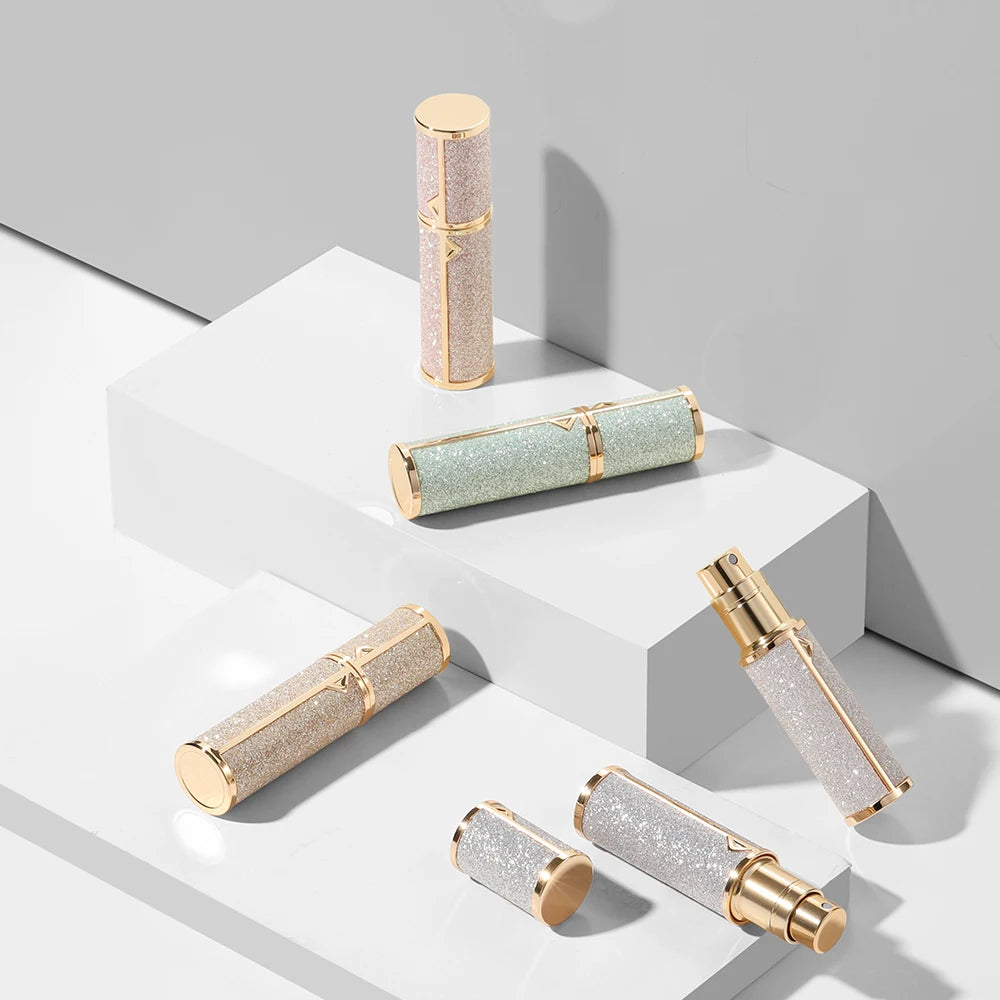 Portable 5ML leather perfume atomizer by amzzonstore, compact refillable spray bottle for travel and perfume on the go.