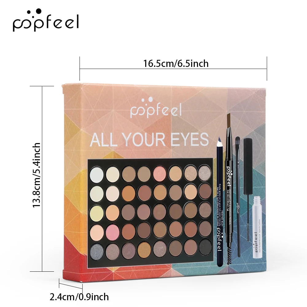 Popfeel all-in-one eye makeup gift set including eyeshadow palette, mascara, eyeliner, and eyebrow pencil from amzzon.store.