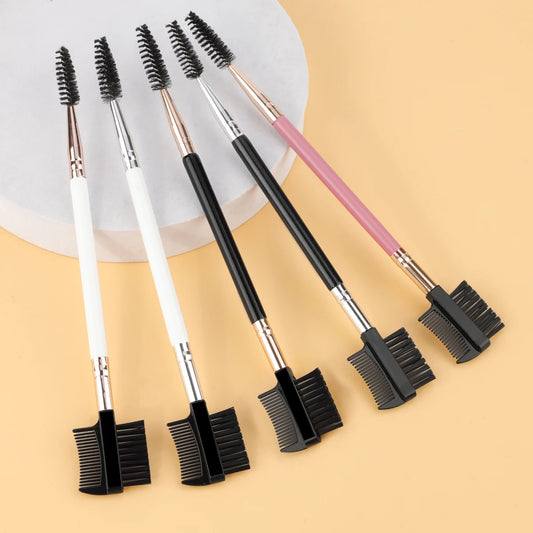 Set of 3 eyebrow and eyelash grooming brushes with double heads and spoolie tips for precise makeup and grooming by amzzonstore