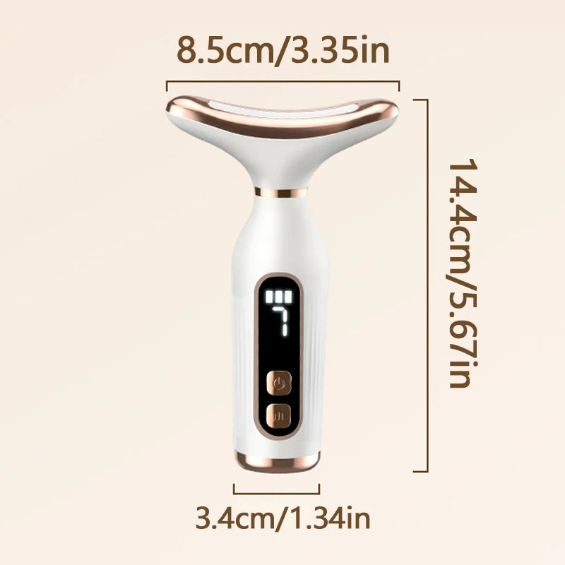 Amzzon.store 7-color LED face and neck massager with sonic vibration for skin tightening, anti-wrinkle, and facial cleansing.