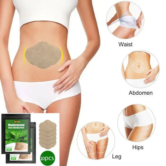 Herbal Slim Belly Patch by amzzon.store showing multiple detoxifying and slimming patches for weight loss and body shaping.