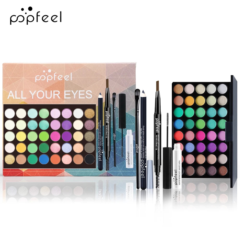 Popfeel all-in-one eye makeup gift set with eyeshadow palette, mascara, eyeliner, and eyebrow pencil from amzzon.store.
