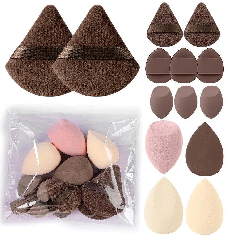 Set of professional 3-20 makeup brushes by amzzonstore including foundation, eyeshadow, concealer, blush, and kabuki brushes.