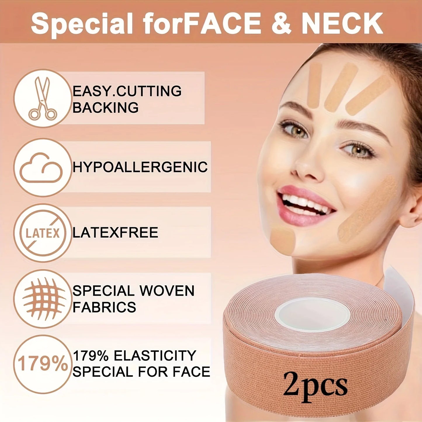 High elasticity face and neck wrinkle removal tape by amzzonstore, designed for forehead, lips, chin, and neck skincare.