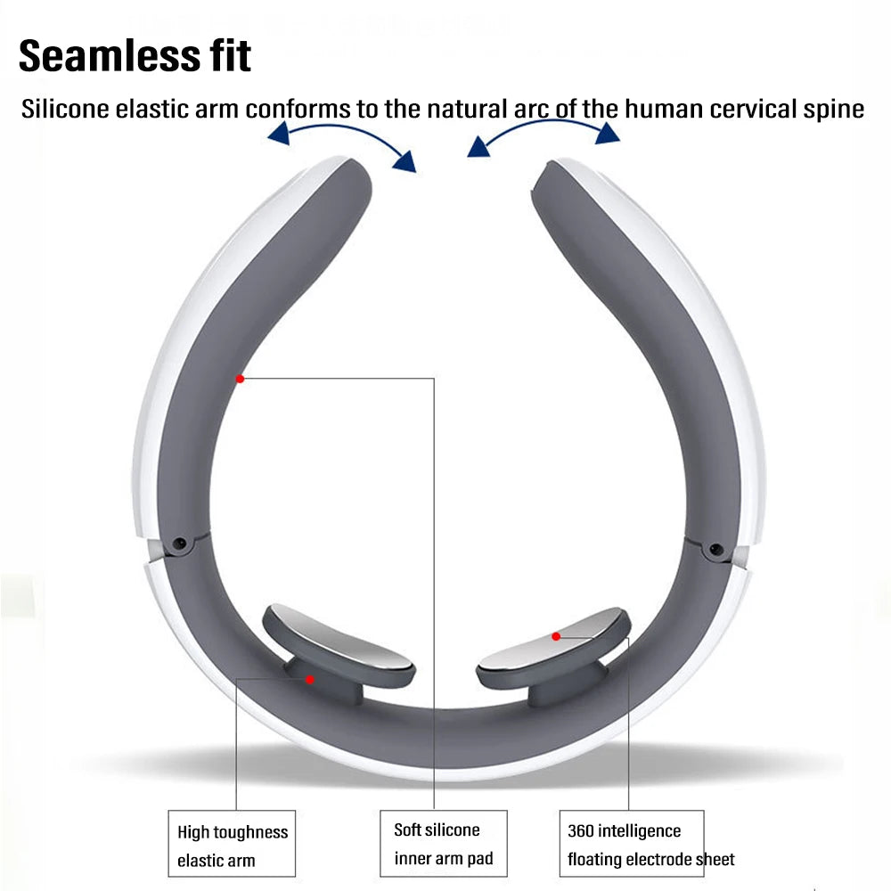 Ems electric neck massager with 6 modes and 9 speeds, designed for muscle relaxation and cervical pain relief.
