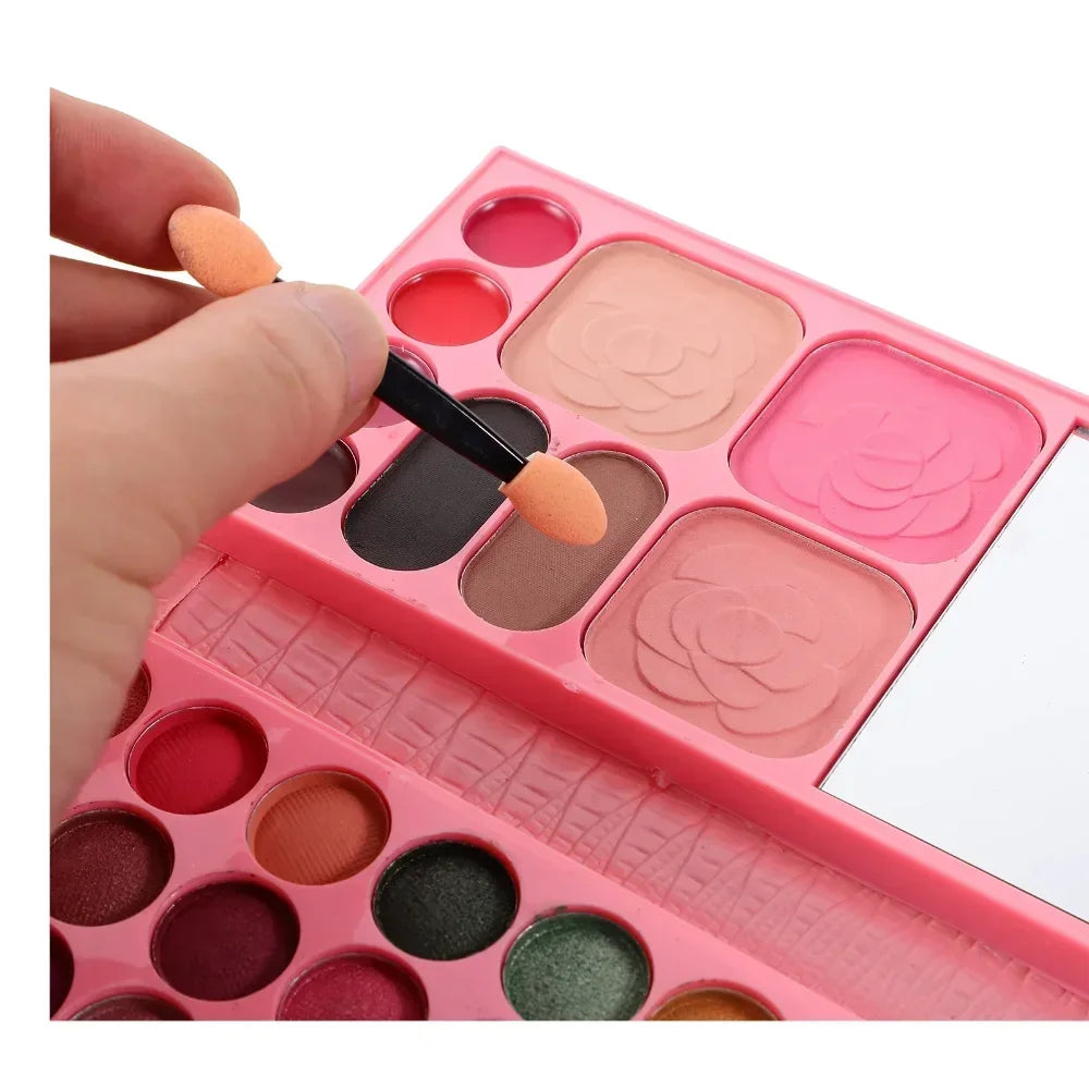 Amzzonstore 33-color eye shadow, blush, and lipstick makeup set with mirror, portable palette for beginners and kids.
