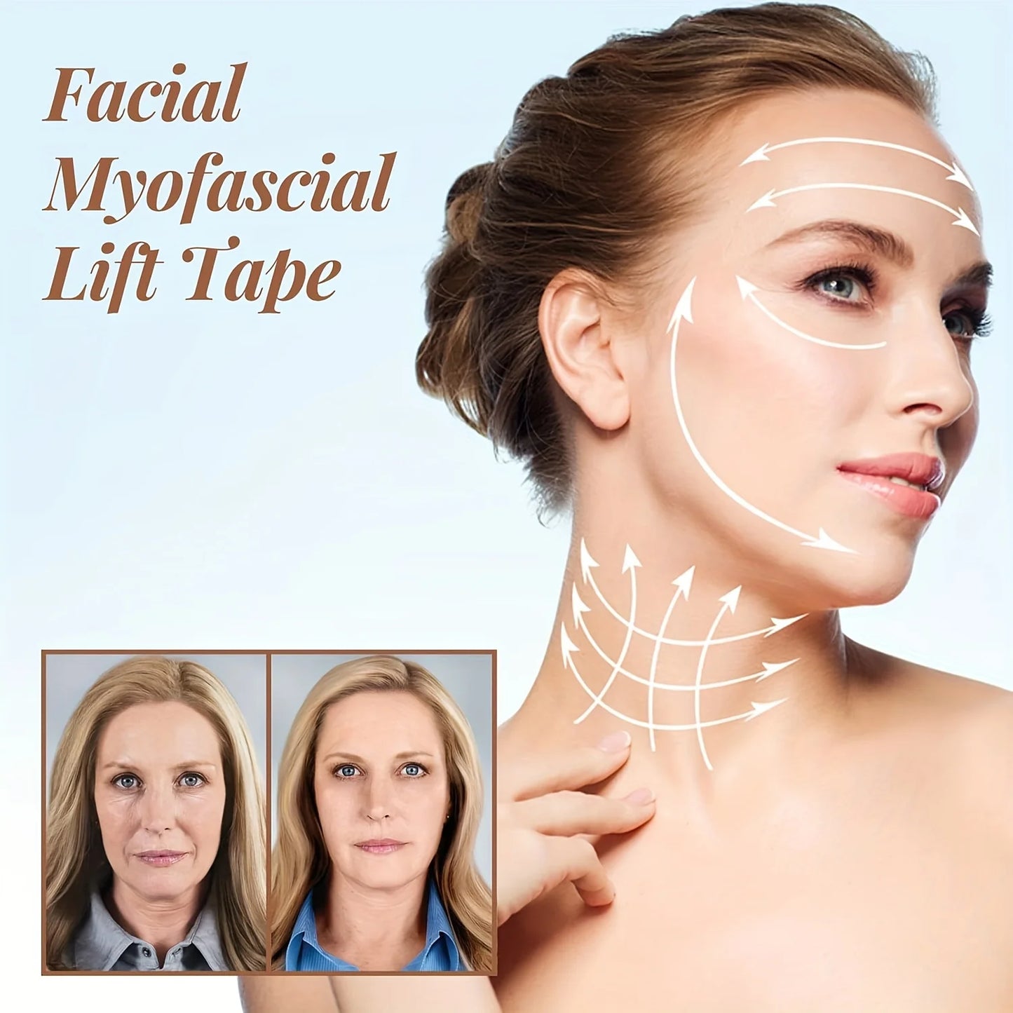 High elasticity face and neck wrinkle removal tape by amzzonstore, designed for forehead, lips, chin, and neck skin smoothing.