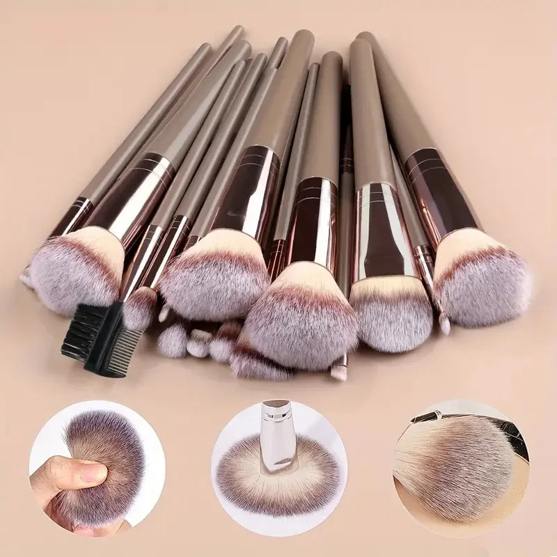 Set of professional makeup brushes including foundation, eyeshadow, blush, and concealer brushes by amzzonstore, soft and fluffy.