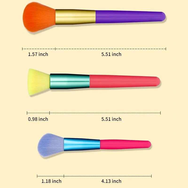 Colorful 15-piece makeup brush set by amzzonstore with foundation, blush, concealer, eyeshadow, and blending brushes laid out for application.