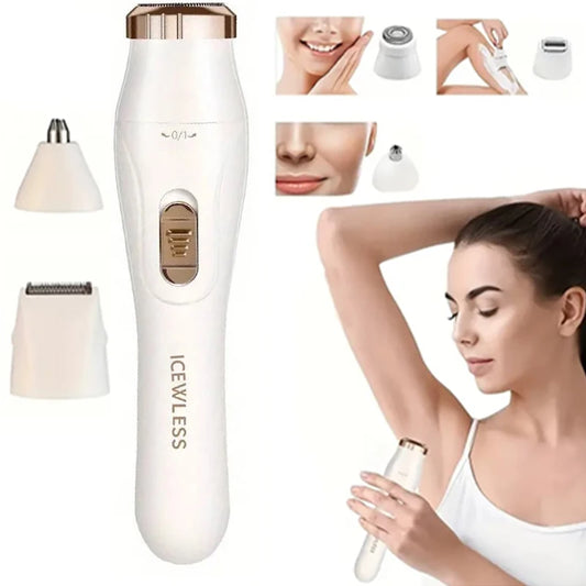 Amzzonstore 3-in-1 electric hair removal set with USB rechargeable nose hair trimmer, underarm, leg hair removal device in black